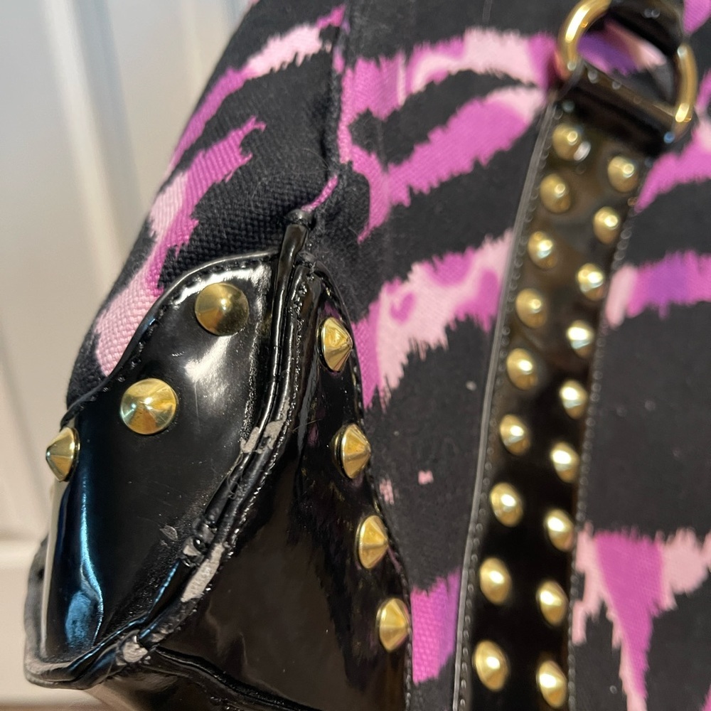 VTG Large Betsy Johnson Animal Zebra Print Tote Handbag-computer bag - Picture 2 of 6